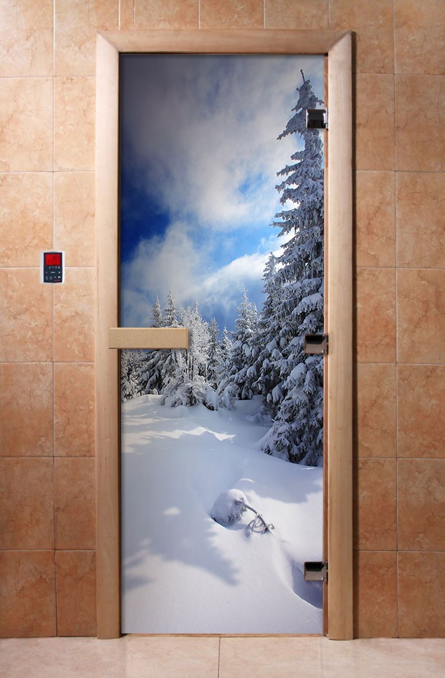 Дверь для бани и сауны Doorwood с фотопечатью A081