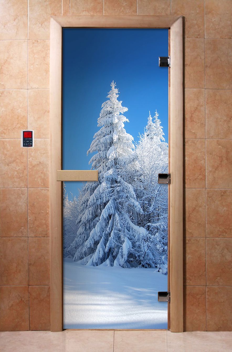 Дверь для бани и сауны Doorwood с фотопечатью A079