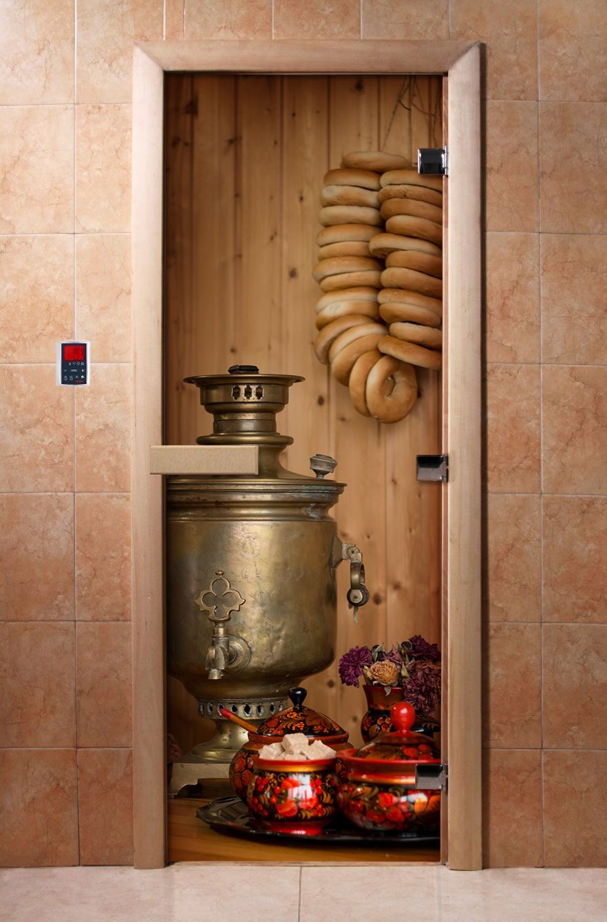 Дверь для бани и сауны Doorwood с фотопечатью A076