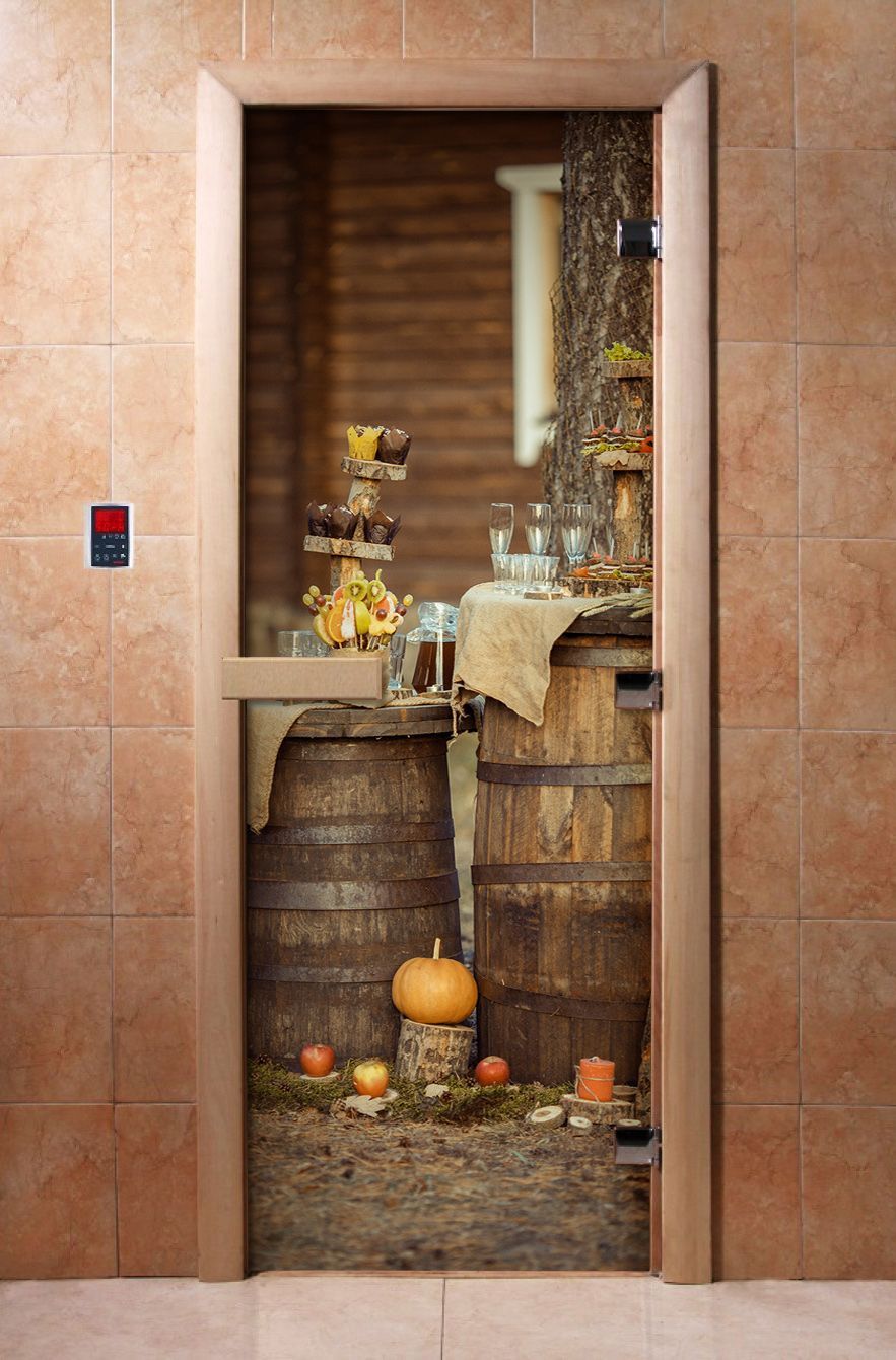 Дверь для бани и сауны Doorwood с фотопечатью A073