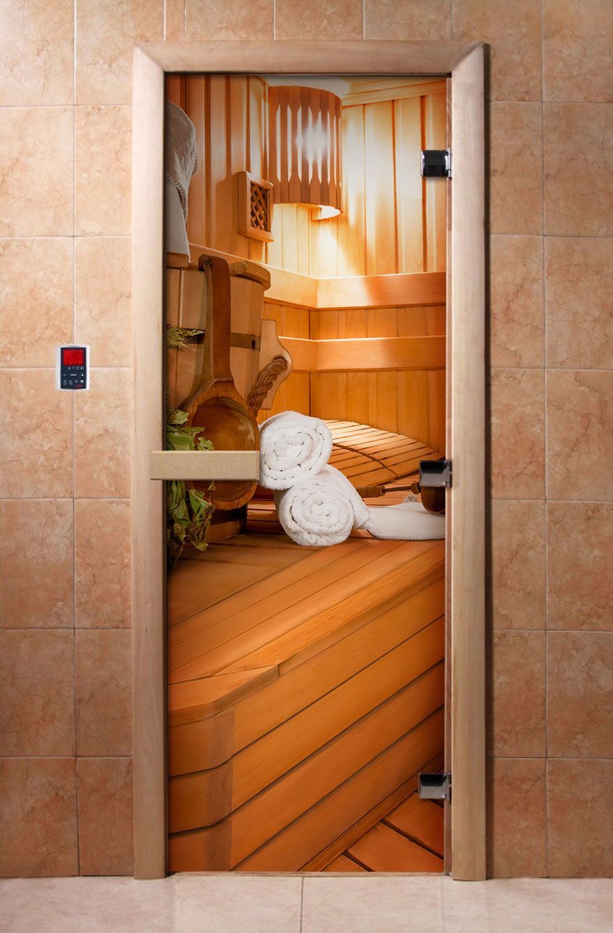 Дверь для бани и сауны Doorwood с фотопечатью A032