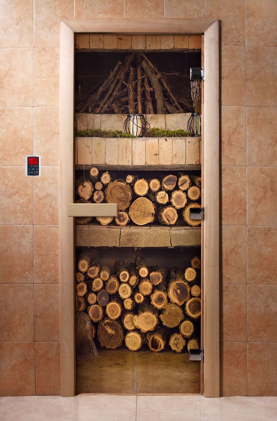Дверь для бани и сауны Doorwood с фотопечатью A024