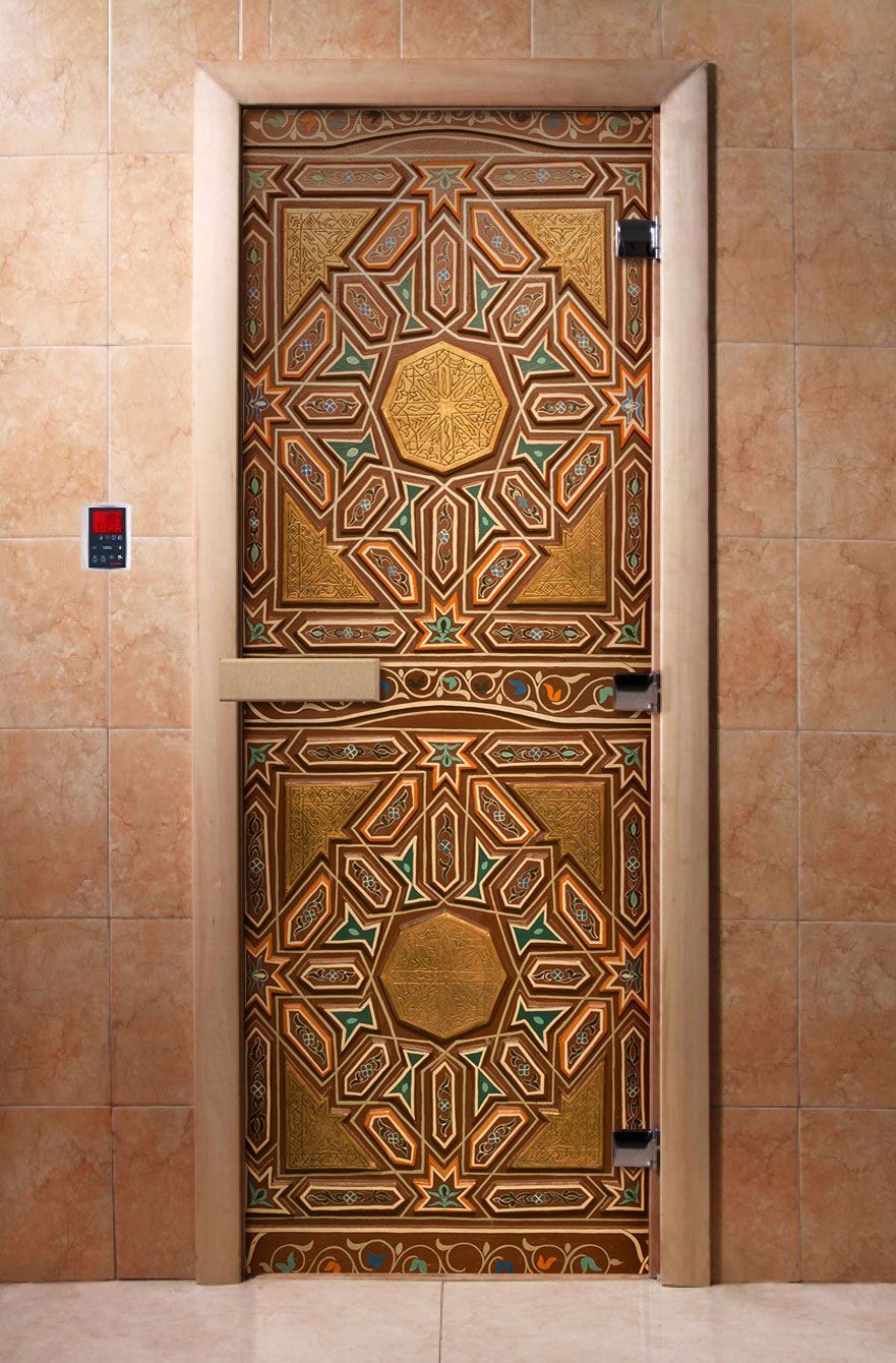 Дверь для бани и сауны Doorwood с фотопечатью A022