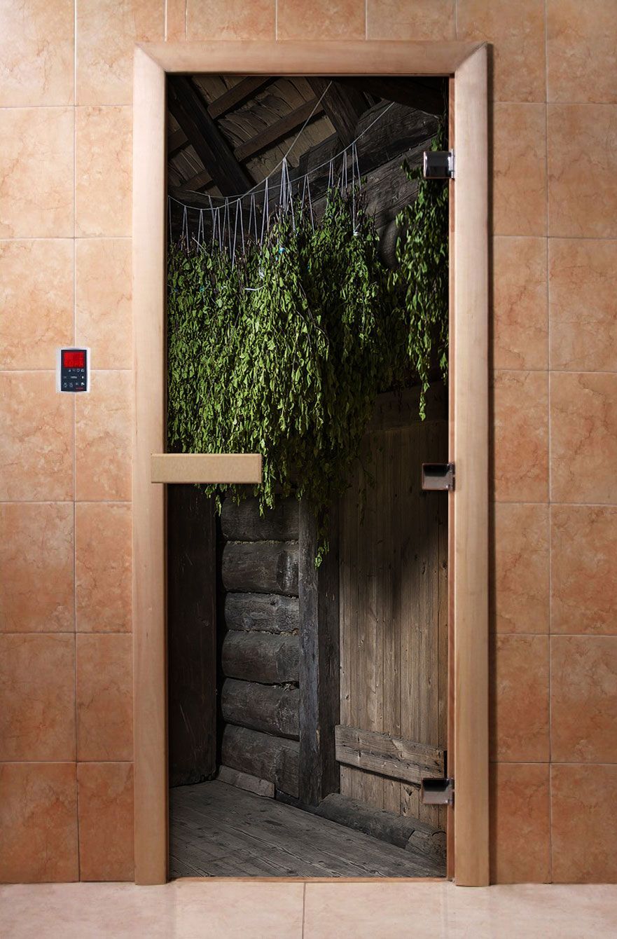 Дверь для бани и сауны Doorwood с фотопечатью A002