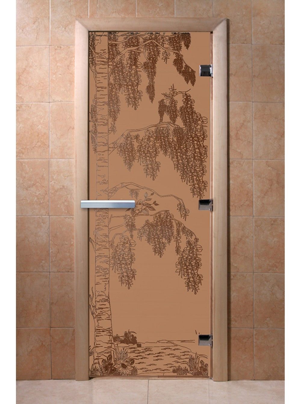Дверь для бани и сауны Doorwood "Береза бронза матовая"