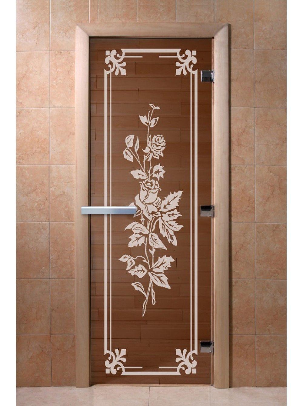 Дверь для бани и сауны Doorwood "Розы бронза"