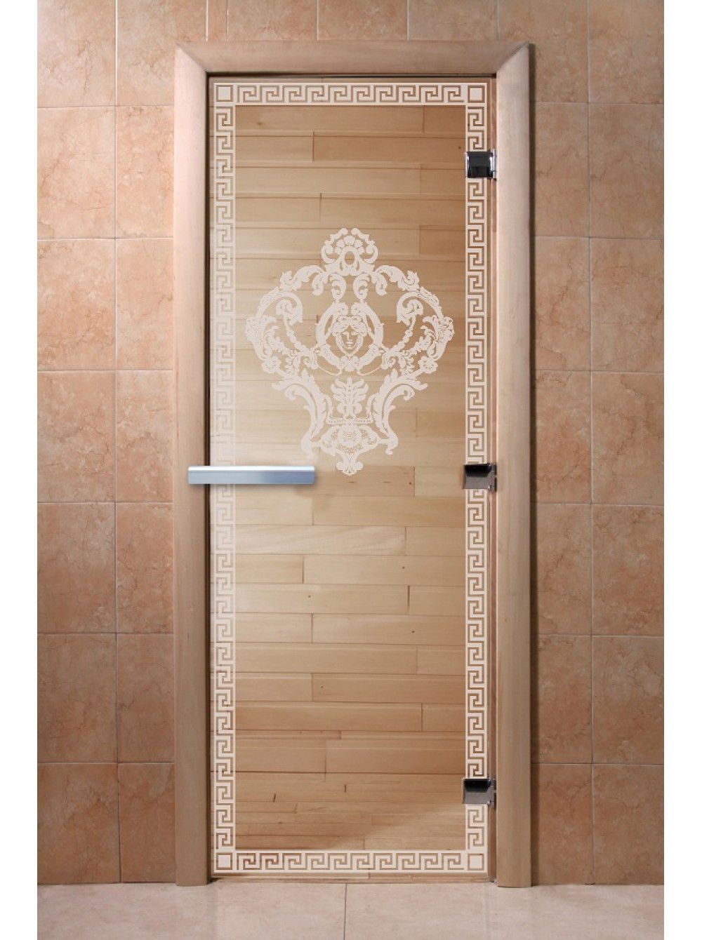 Дверь для бани и сауны Doorwood "Версаче прозрачная"