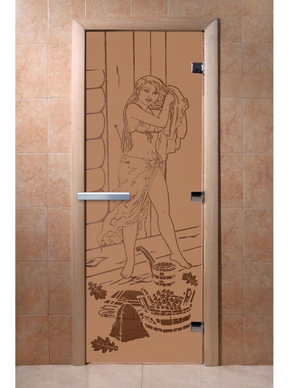 Дверь для бани и сауны Doorwood "Дженифер бронза матовая"
