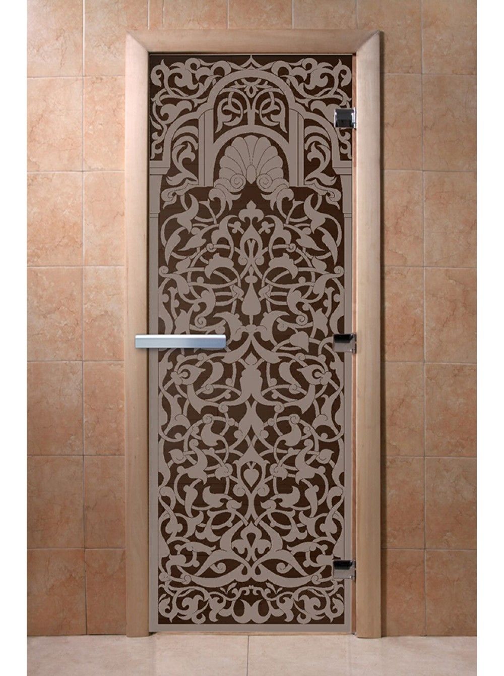 Дверь для бани и сауны Doorwood "Флоренция черный жемчуг матовая"