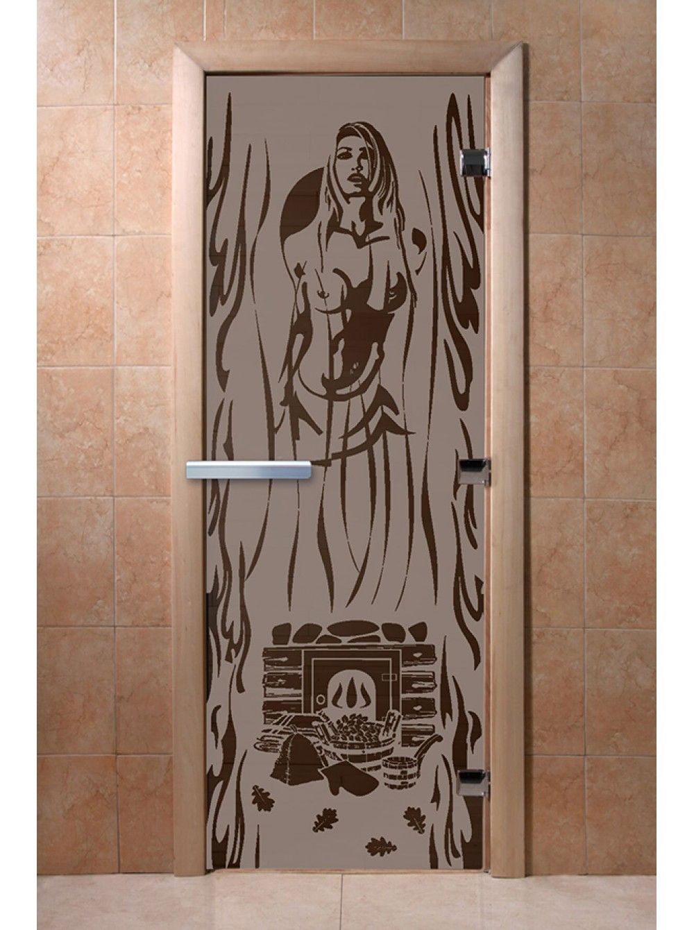 Дверь для бани и сауны Doorwood "Горячий пар черный жемчуг матовая"