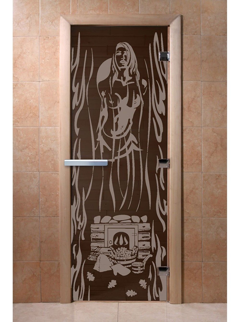 Дверь для бани и сауны Doorwood "Горячий пар черный жемчуг"