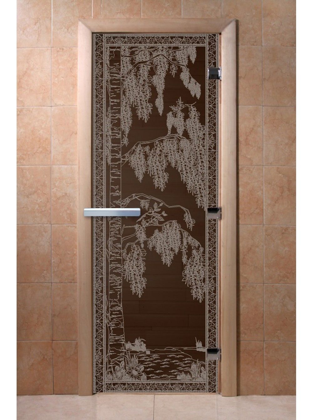Дверь для бани и сауны Doorwood "Березка черный жемчуг"
