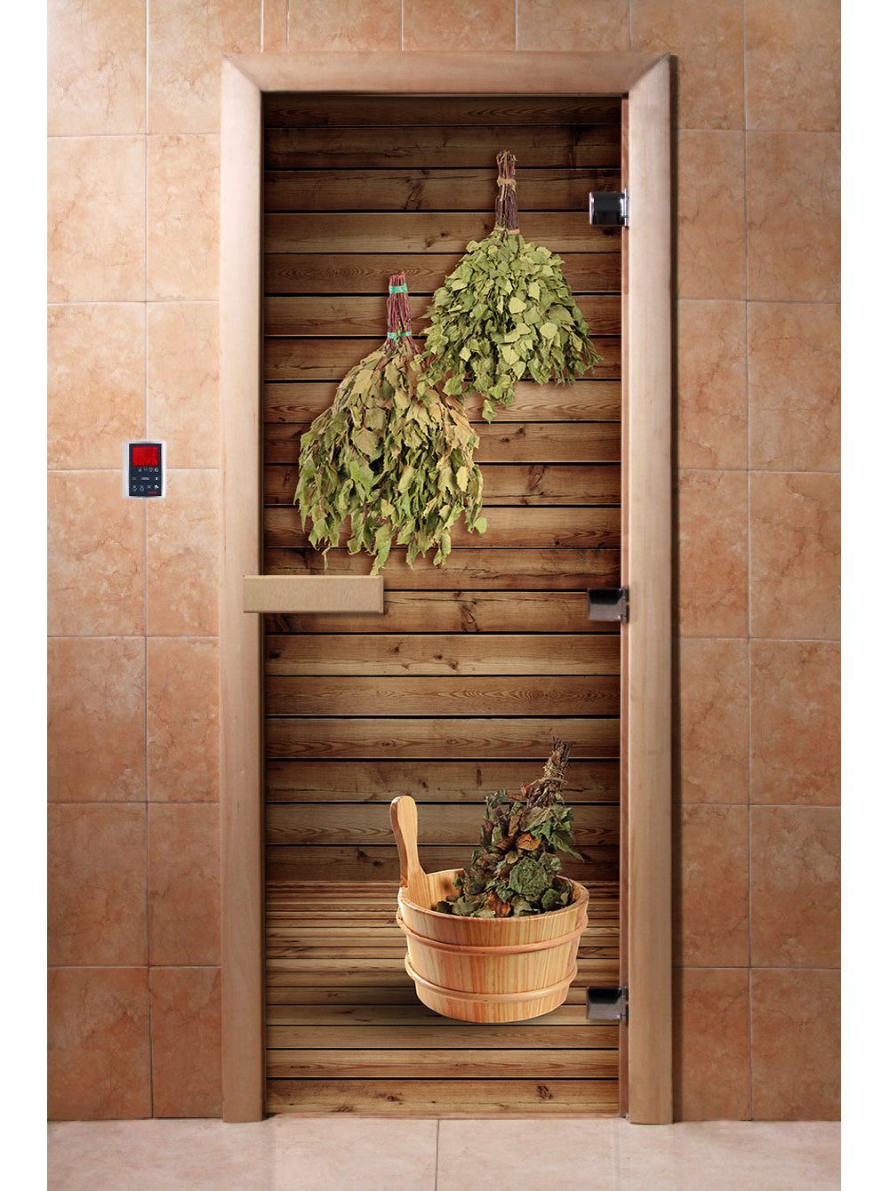 Дверь для бани и сауны Doorwood с фотопечатью A004