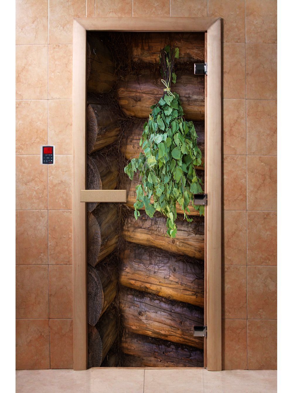 Дверь для бани и сауны Doorwood с фотопечатью A007