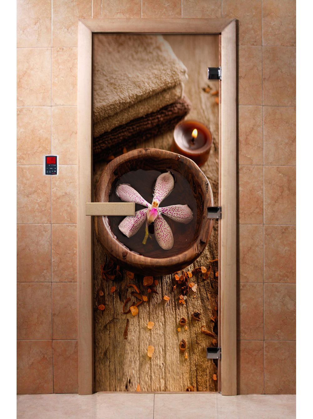 Дверь для бани и сауны Doorwood с фотопечатью A009