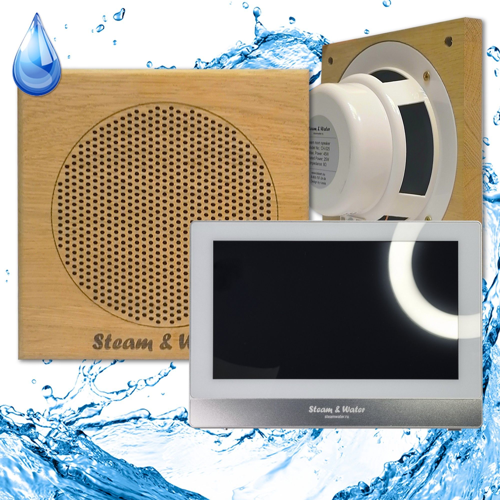 Комплект акустической системы с караоке-усилителем Steam&Water SOUND SAUNA S