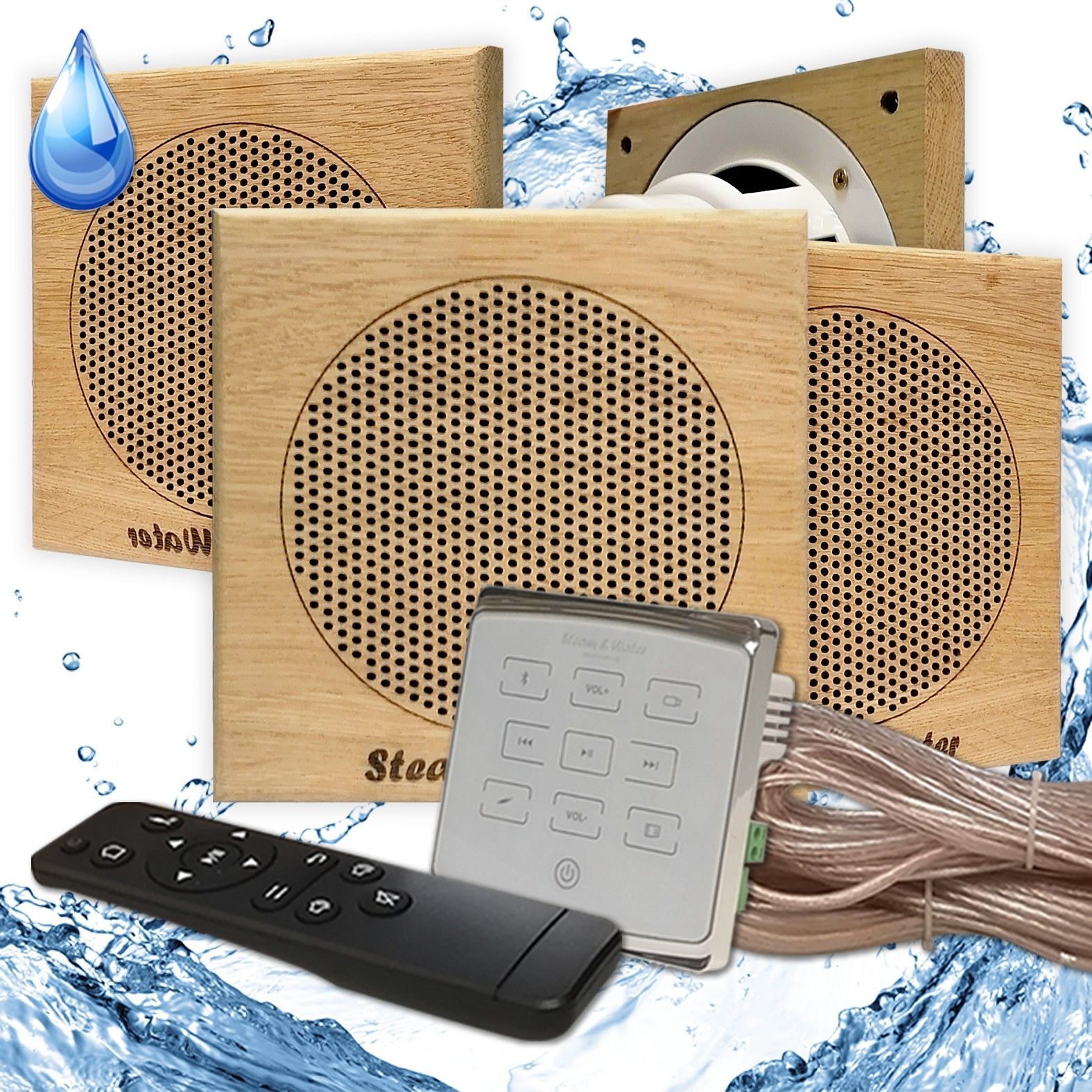 Комплект влагостойкой акустики для бани и сауны - Steam&Water White ECO SAUNA (квадратная решетка)
