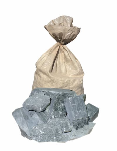 Талькомагнезит колотый, фракция 120-210 мм, мешок 40 кг.
