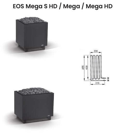 Нагревательный элемент ТЭН для электрической печи EOS Mega S HD / Mega / Mega HD