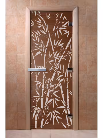 Дверь для бани и сауны Doorwood "Бамбук и бабочки бронза" 600х1800 мм