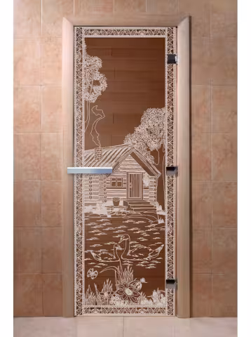 Дверь для бани и сауны Doorwood "Банька в лесу бронза" 800х2000 мм