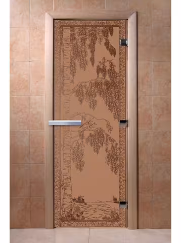 Дверь для бани и сауны Doorwood "Березка бронза матовая" 900х2100 мм