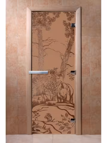 Дверь для бани и сауны Doorwood "Мишки бронза матовая" 700х2100 мм