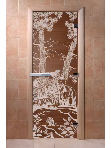 Дверь для бани и сауны Doorwood "Мишки бронза" 800х2100 мм