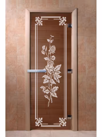 Дверь для бани и сауны Doorwood "Розы бронза" 700х1800 мм