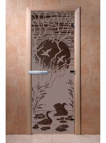 Дверь для бани и сауны Doorwood "Лебединое озеро черный жемчуг матовая" 800х2000 мм