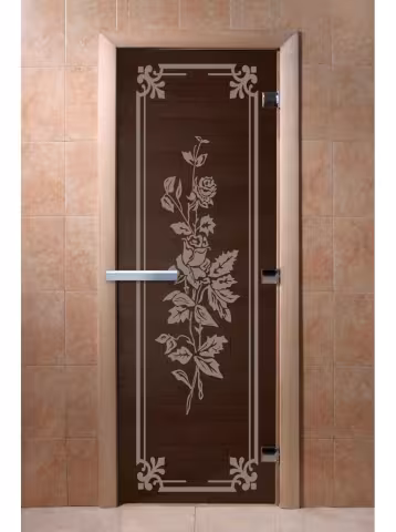 Дверь для бани и сауны Doorwood "Розы черный жемчуг" 700х1900 мм
