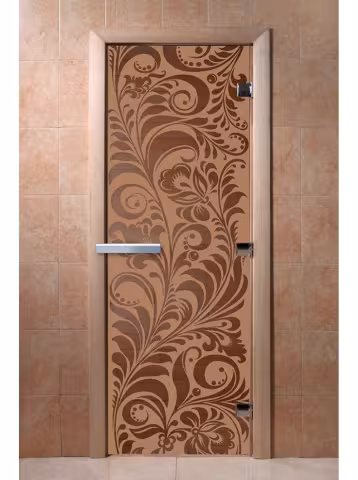 Дверь для бани и сауны Doorwood "Хохлома бронза матовая" 900х2100 мм