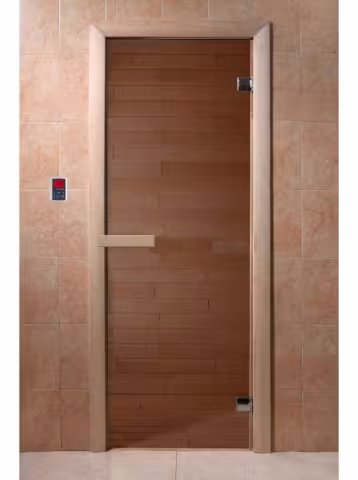 Дверь для бани и сауны Doorwood "Бронза" 1900*700, 6мм, 2 петли
