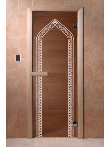 Дверь для бани и сауны Doorwood "Арка бронза" 1900*700, 6мм, 2 петли