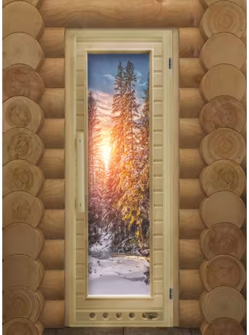 Дверь для бани и сауны Doorwood "Элит Люкс Зима" с Фотопечатью 730х1850 мм