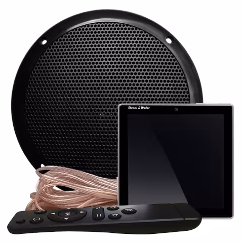 Комплект влагостойкой акустической системы для бани, сауны и хамама SteamWater SENSOR Black VISATON 1