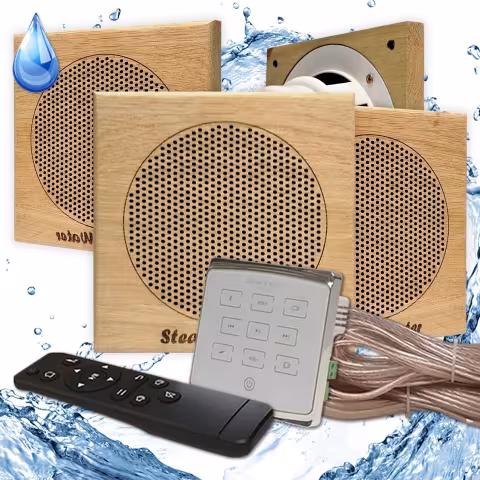 Комплект влагостойкой акустики для бани и сауны - Steam&Water4 White ECO SAUNA (квадратная решетка)