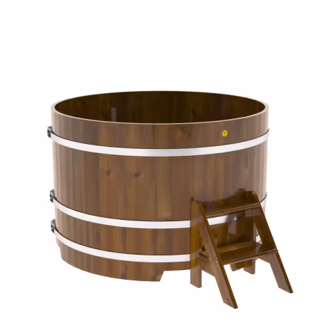 Купель круглая BentWood лиственница морёная рустик 1500х1100 мм