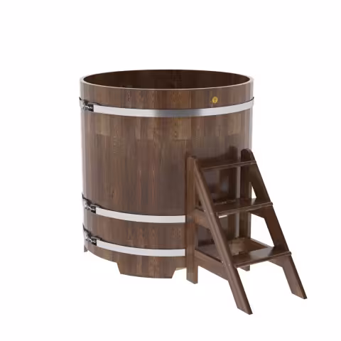 Купель круглая BentWood из сращенных ламелей, лиственница морёная 1170х1200 мм