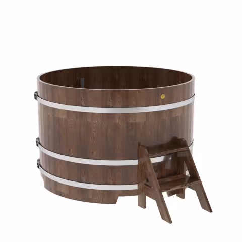Купель круглая BentWood из сращенных ламелей, лиственница морёная 1500х1000 мм