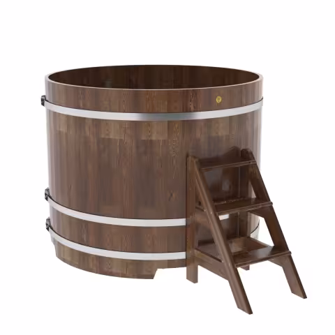 Купель круглая BentWood из сращенных ламелей, лиственница морёная 1500х1200 мм