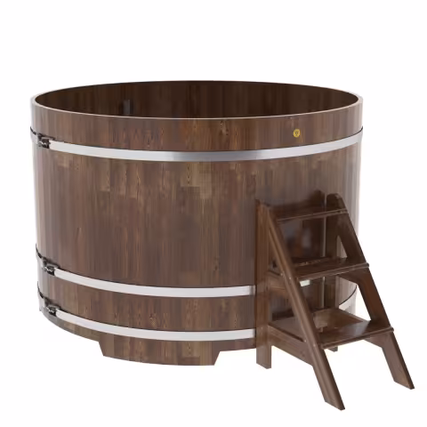 Купель круглая BentWood из сращенных ламелей, лиственница морёная 1800х1200 мм
