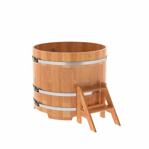 Купель круглая BentWood из сращенных ламелей, лиственница натуральная 1170х1000 мм