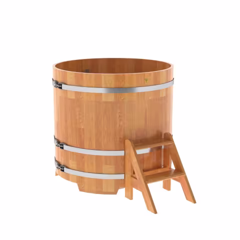 Купель круглая BentWood из сращенных ламелей, лиственница натуральная 1170х1100 мм
