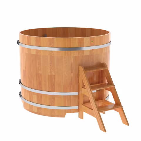 Купель круглая BentWood из сращенных ламелей, лиственница натуральная 1500х1200 мм