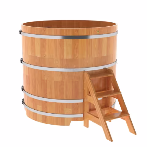 Купель круглая BentWood из сращенных ламелей, лиственница натуральная 1500х1400 мм