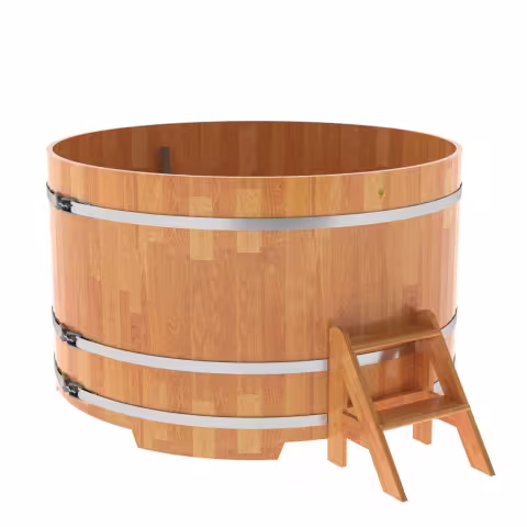 Купель круглая BentWood из сращенных ламелей, лиственница натуральная 1800х1100 мм