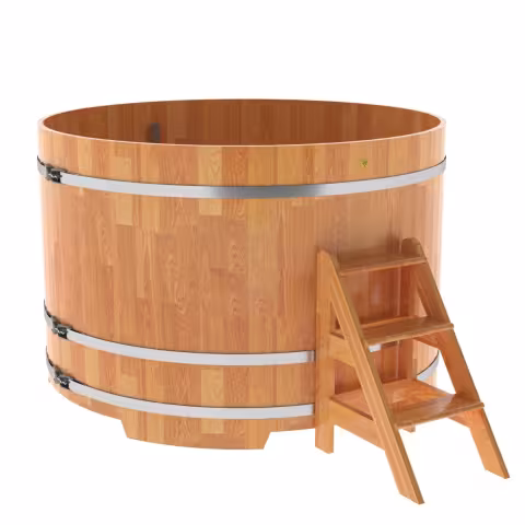 Купель круглая BentWood из сращенных ламелей, лиственница натуральная 1800х1200 мм