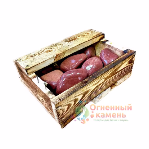 Камни для печей Огненный камень Малиновый кварцит шлифованный 10 кг, ящик