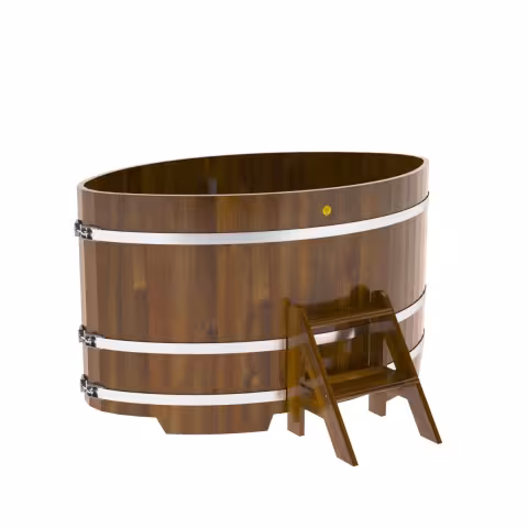 Купель овальная BentWood из лиственницы овальная, морёная рустик 1080х1750х1200 мм